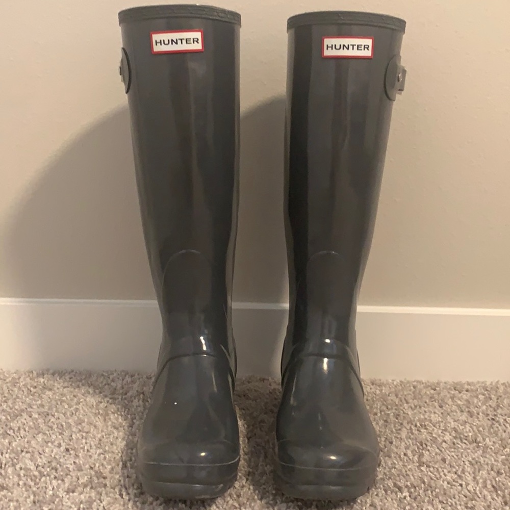 NEVER BEEN WORN! Knee high grey Hunter Rain Boots